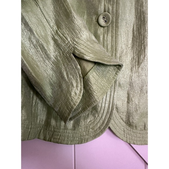 Ruby Rd Petite Button Up Women's Blazer Lime Green Metallic Size 8P‎ - Picture 4 of 7